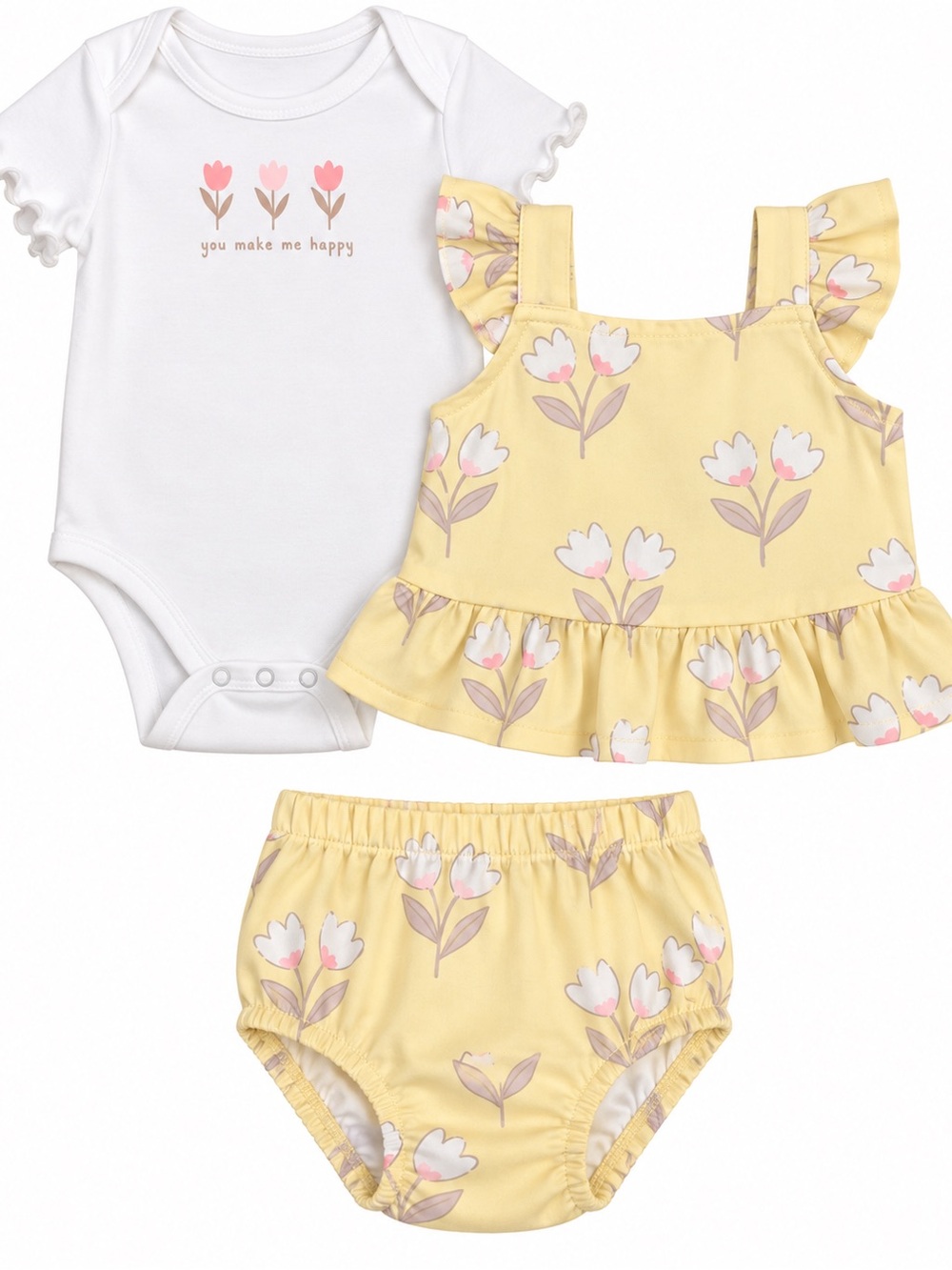 Carter's Yellow Floral 3-Piece Baby Set